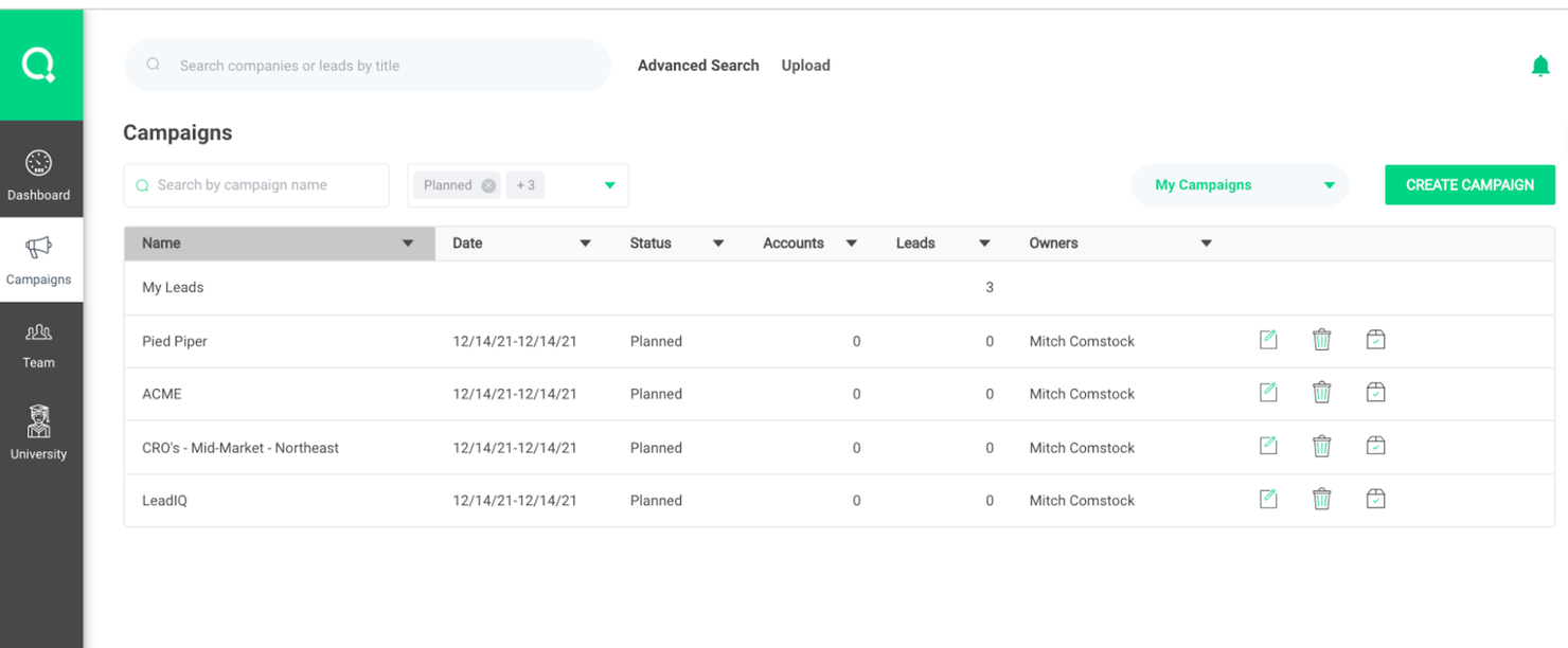 LeadIQ screenshot - I 10 migliori software di intelligence per le vendite nel 2026