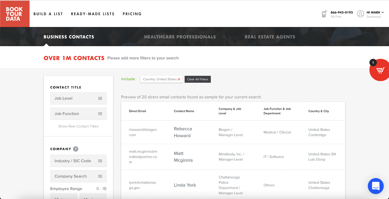 BookYourData screenshot - 10 Mejores Software de Inteligencia de Ventas en 2026