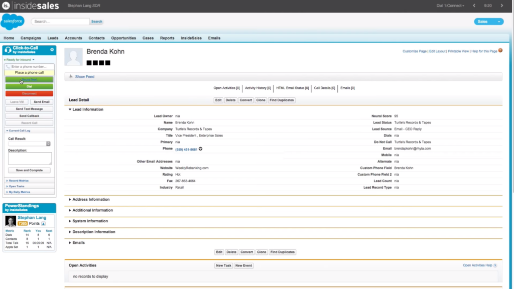 InsideSales screenshot - 10 Mejores Programas Marcadores de Ventas Revisados Para 2026