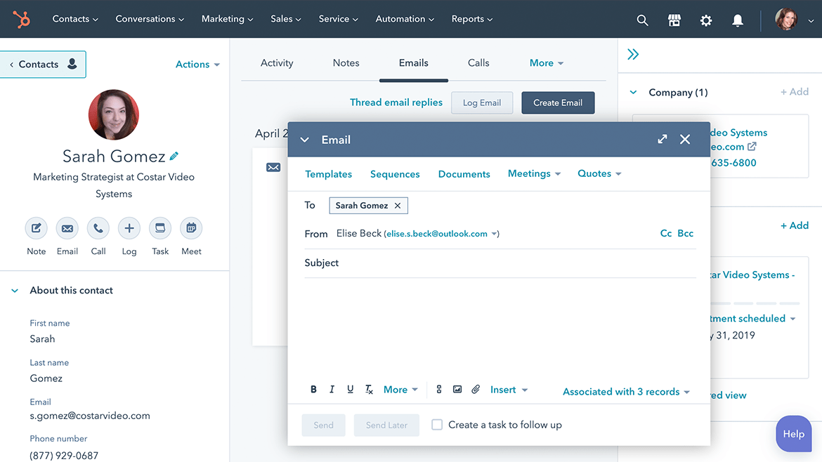 HubSpot Sales Hub screenshot - 10 Migliori Software Database di Vendita Recensiti per il 2026