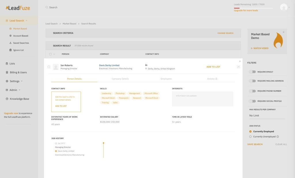 LeadFuze screenshot - 10 Mejores Software de Automatización de Ventas Analizados para 2026