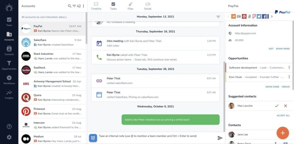 Salesflare screenshot - I 10 migliori software di accelerazione delle vendite del 2026