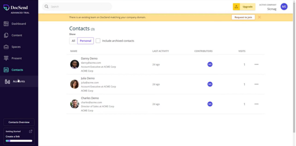 DocSend screenshot - I 10 migliori software per la gestione delle proposte analizzati per il 2026