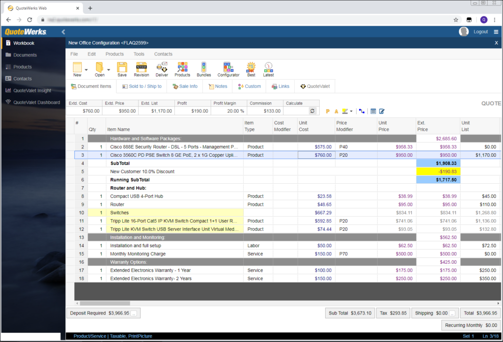 QuoteWerks screenshot - I 10 migliori software per la gestione dei preventivi nel 2026