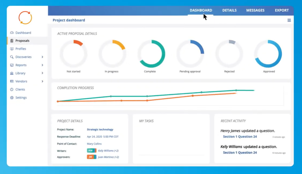 Loopio screenshot - I 10 migliori software per la gestione delle proposte analizzati per il 2026