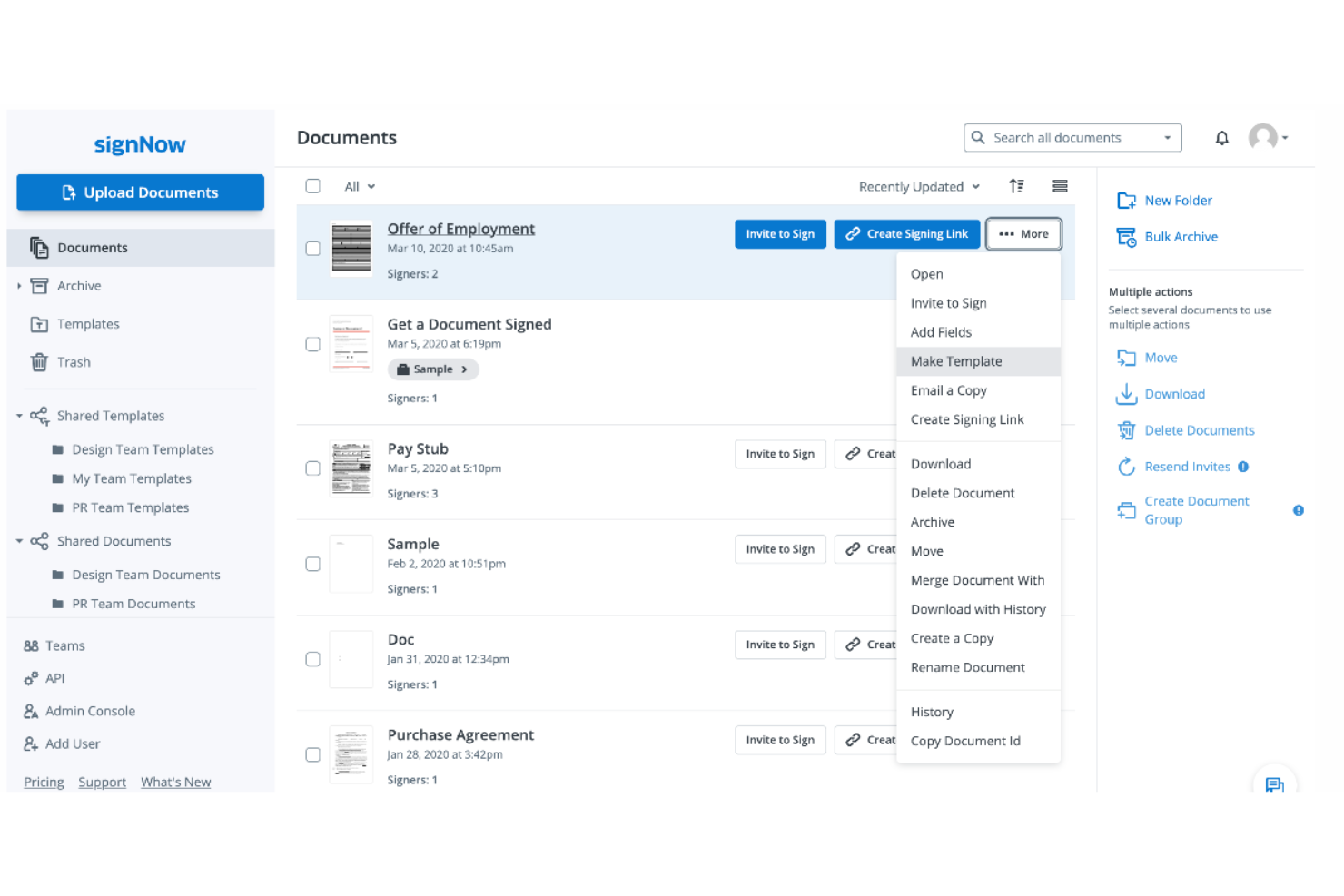 SignNow screenshot - Las 10 Mejores Herramientas de Creación de Propuestas Revisadas para 2026