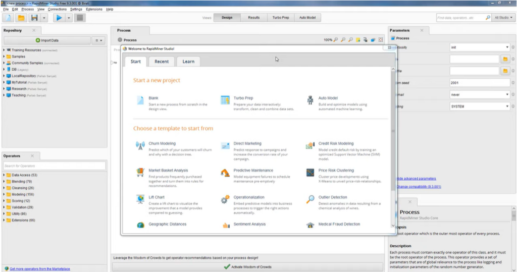 RapidMiner screenshot - I 10 migliori software di analisi predittiva recensiti per il 2026