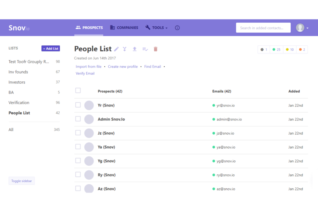 Snovio screenshot - I 10 migliori software di automazione del marketing nel 2026