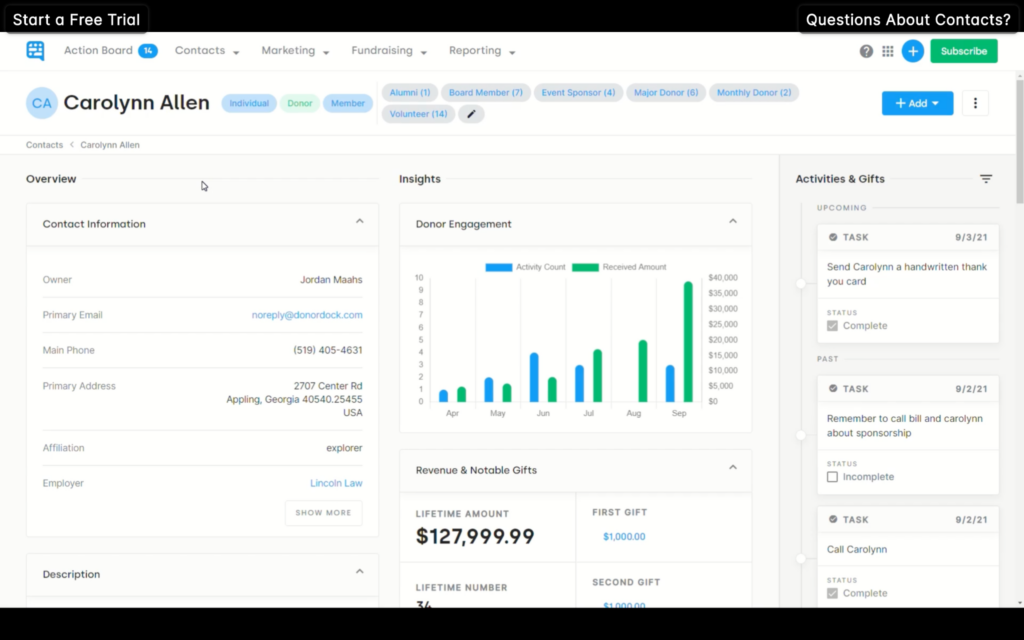 DonorDock screenshot - 10 Migliori Software CRM per Organizzazioni Non Profit Recensiti per il 2026