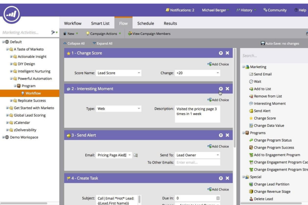 Marketo screenshot - I 10 migliori software di automazione del marketing nel 2026