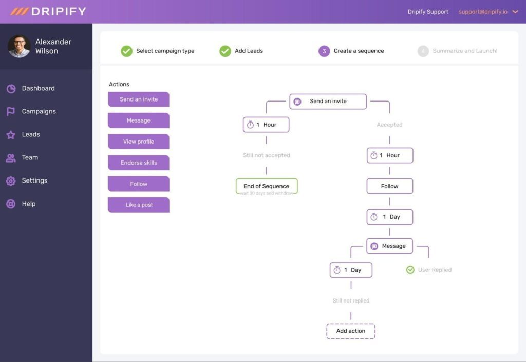 Dripify screenshot - I 10 migliori strumenti di automazione LinkedIn per il 2026