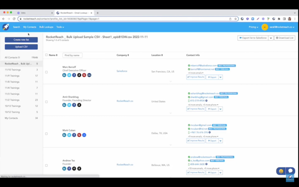 RocketReach screenshot - Le 10 Migliori Soluzioni di Lead Mining Recensite per il 2026