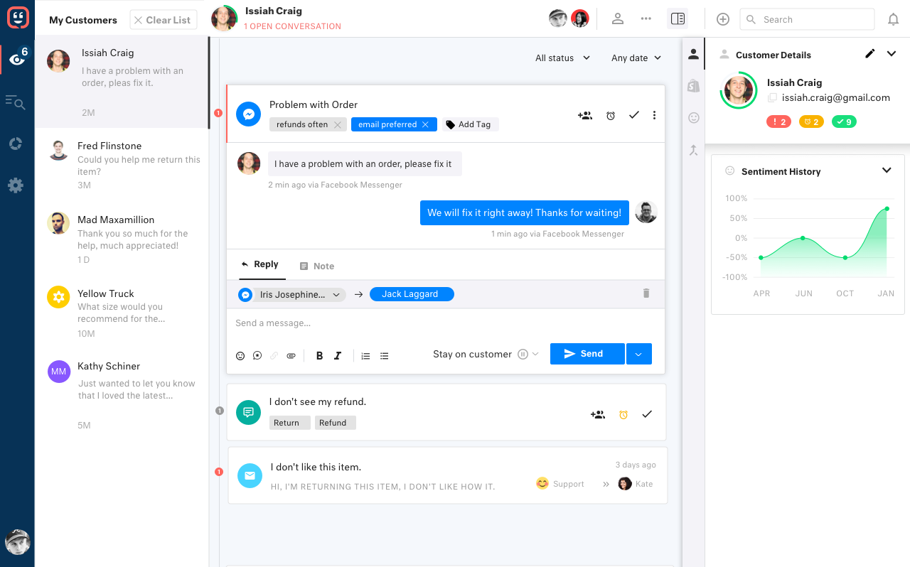 Kustomer screenshot - 10 Migliori Software di Gestione Lead Recensiti per il 2026