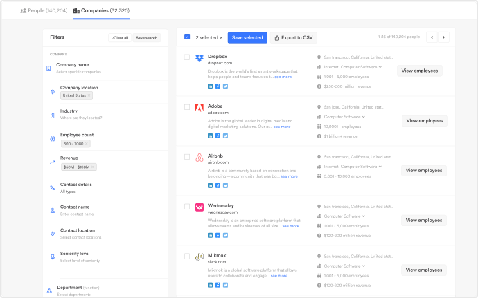 Lusha screenshot - Le 10 migliori soluzioni software per le vendite interne del 2026