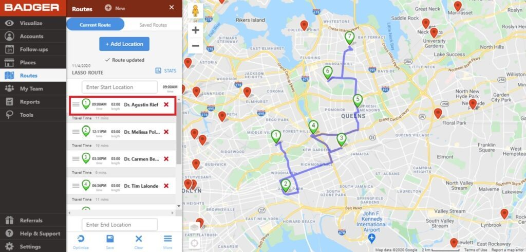 Badger Maps screenshot - Le 10 migliori soluzioni software per le vendite sul campo recensite per il 2026