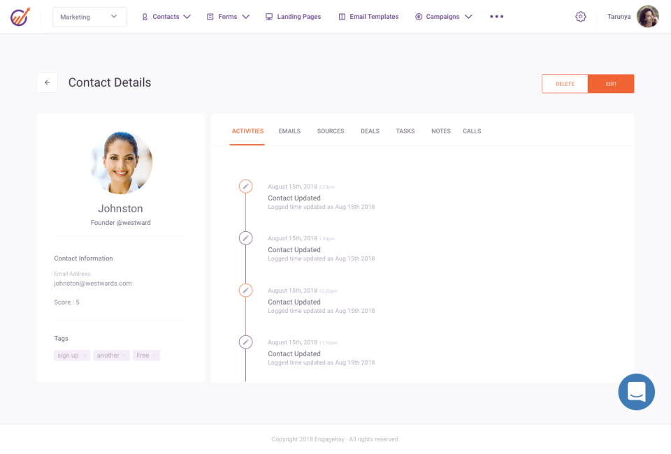 EngageBay screenshot - Le 10 Migliori Alternative a HubSpot Recensite per il 2026