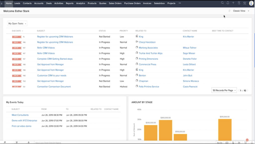 Zoho CRM screenshot - 15 Migliori Software CRM Gratuiti Recensiti per il 2026