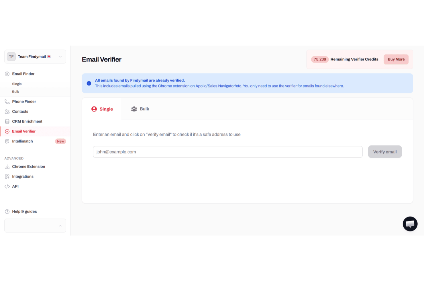 Findymail screenshot - Le 10 Migliori Soluzioni per la Verifica delle Email nel 2026
