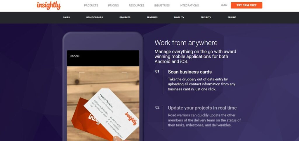 Insightly screenshot - I 10 migliori software di gestione clienti nel 2026