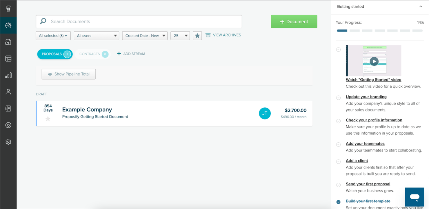 Proposify screenshot - Le 10 Migliori Soluzioni Software per la Gestione dei Contratti nel 2026