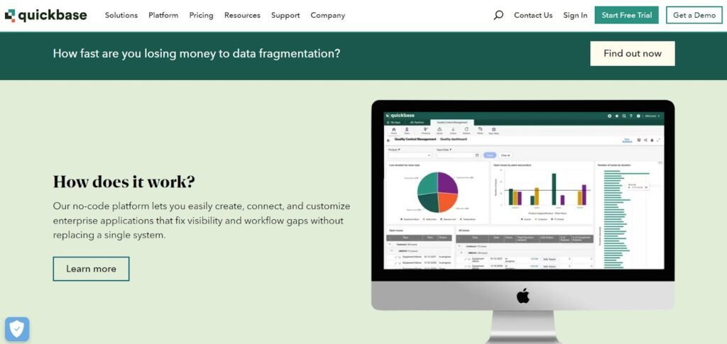 Quickbase screenshot - Los 10 Mejores Software de Gestión de Clientes en 2026