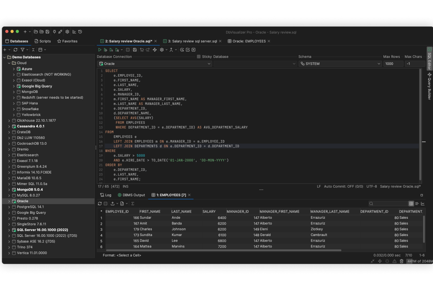 DbVisualizer screenshot - I 10 Migliori Software di Visualizzazione dei Dati nel 2026