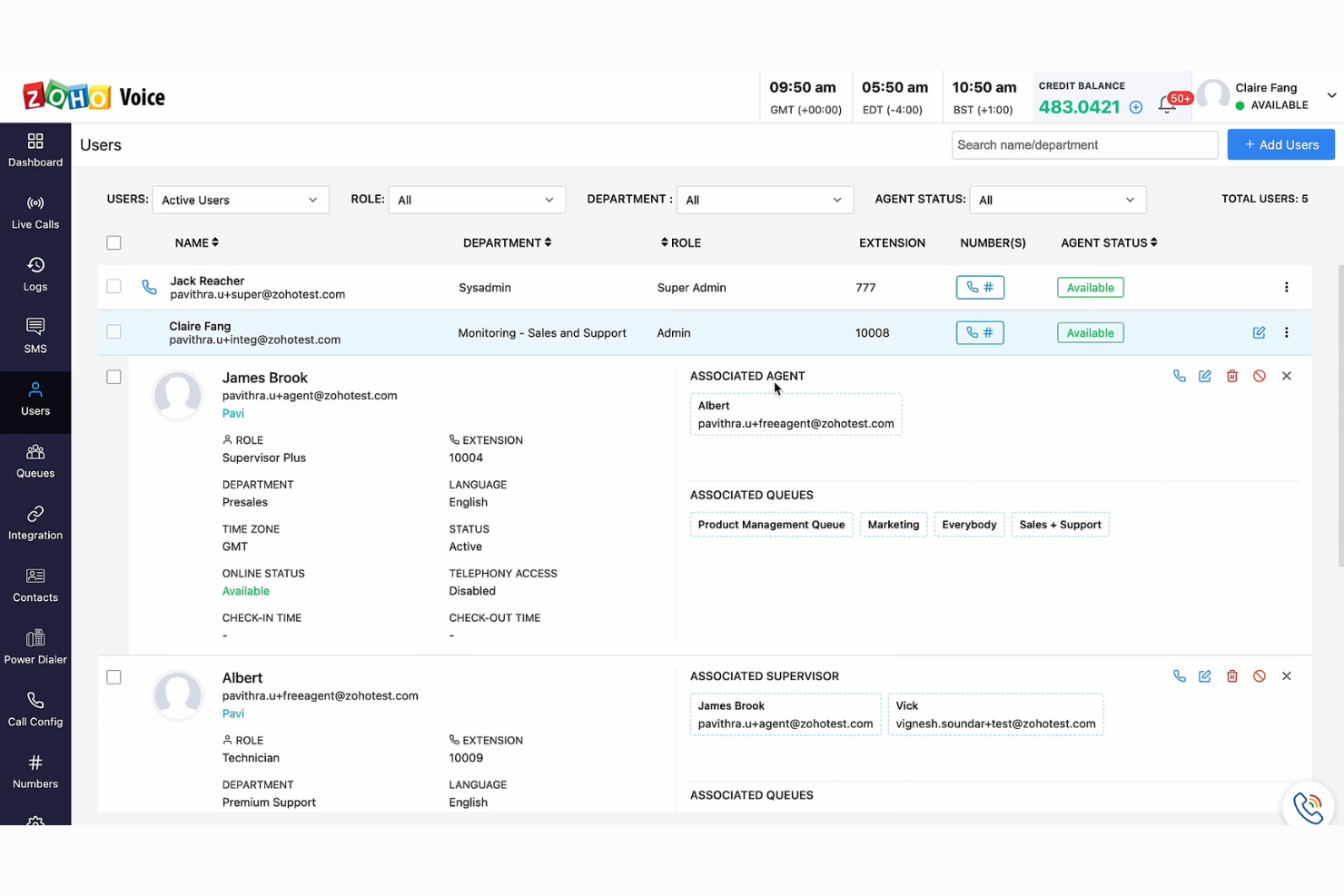 Zoho Voice screenshot - Le 10 Migliori Soluzioni Software per le Chiamate a Freddo Recensite per il 2026