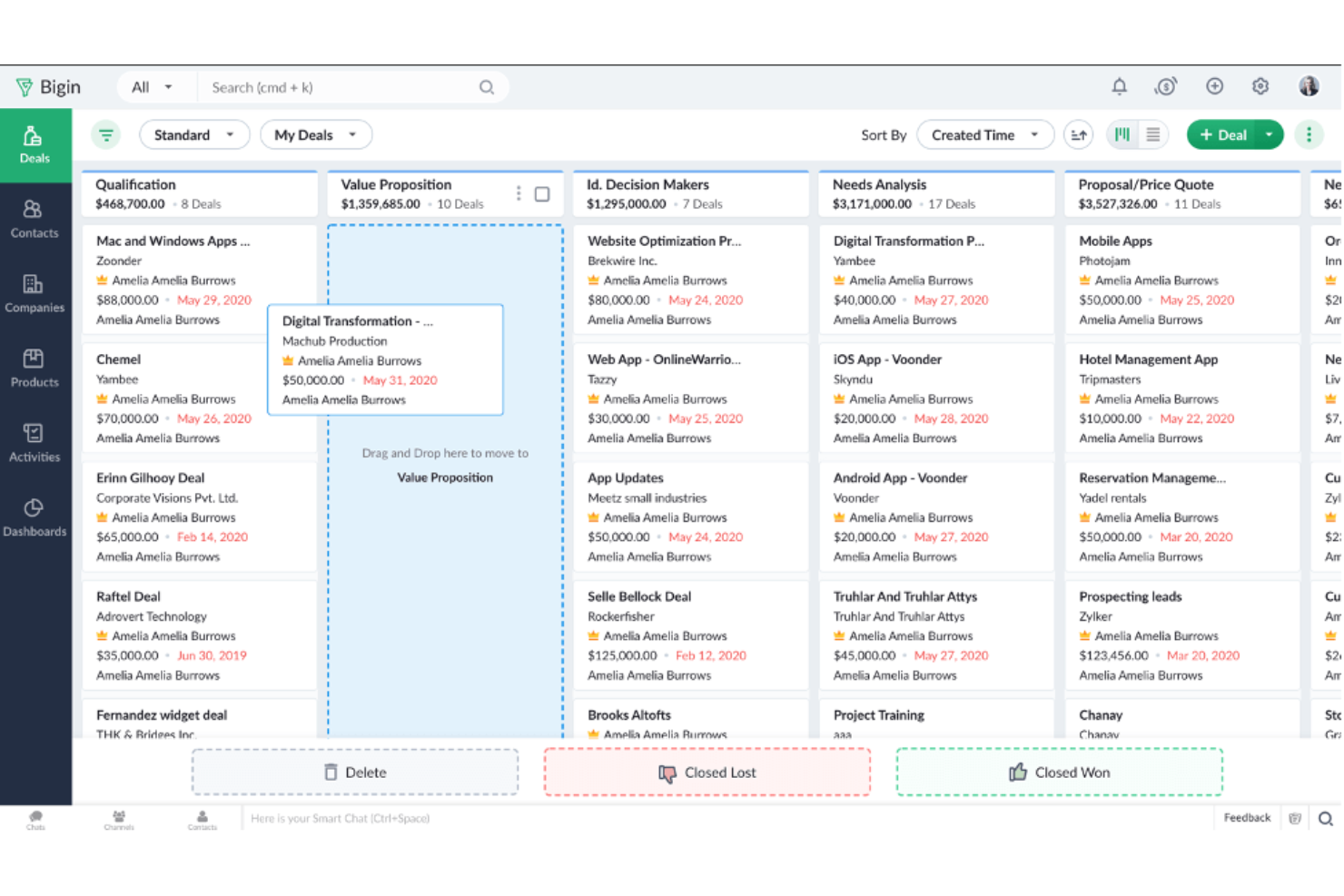Bigin by Zoho CRM screenshot - I 10 Migliori Software per Database Clienti Recensiti per il 2026