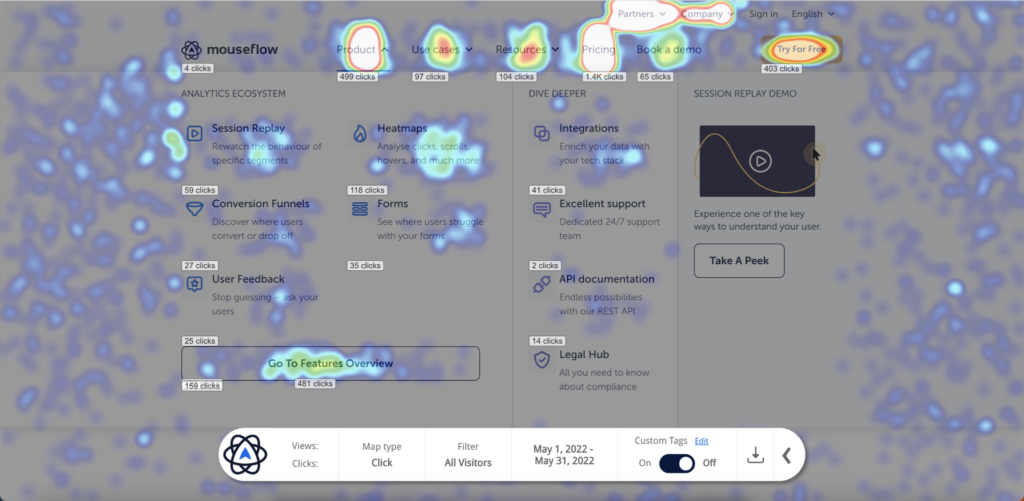 Mouseflow screenshot - Los 10 Mejores Software de Optimización de Tasa de Conversión en 2026