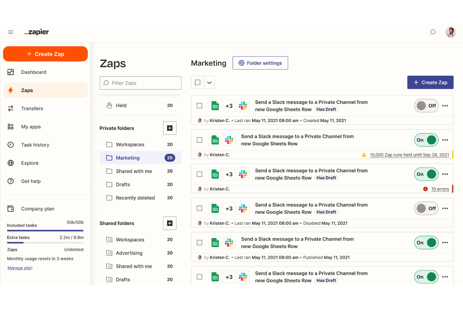 Zapier screenshot - Le 20 Migliori Piattaforme di Automazione RevOps nel 2026