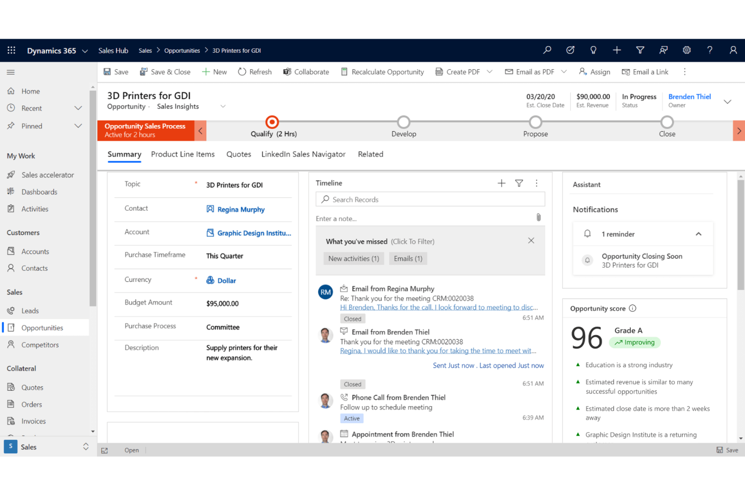 Microsoft Dynamics 365 screenshot - 10 migliori alternative a Zendesk Sell nel 2026