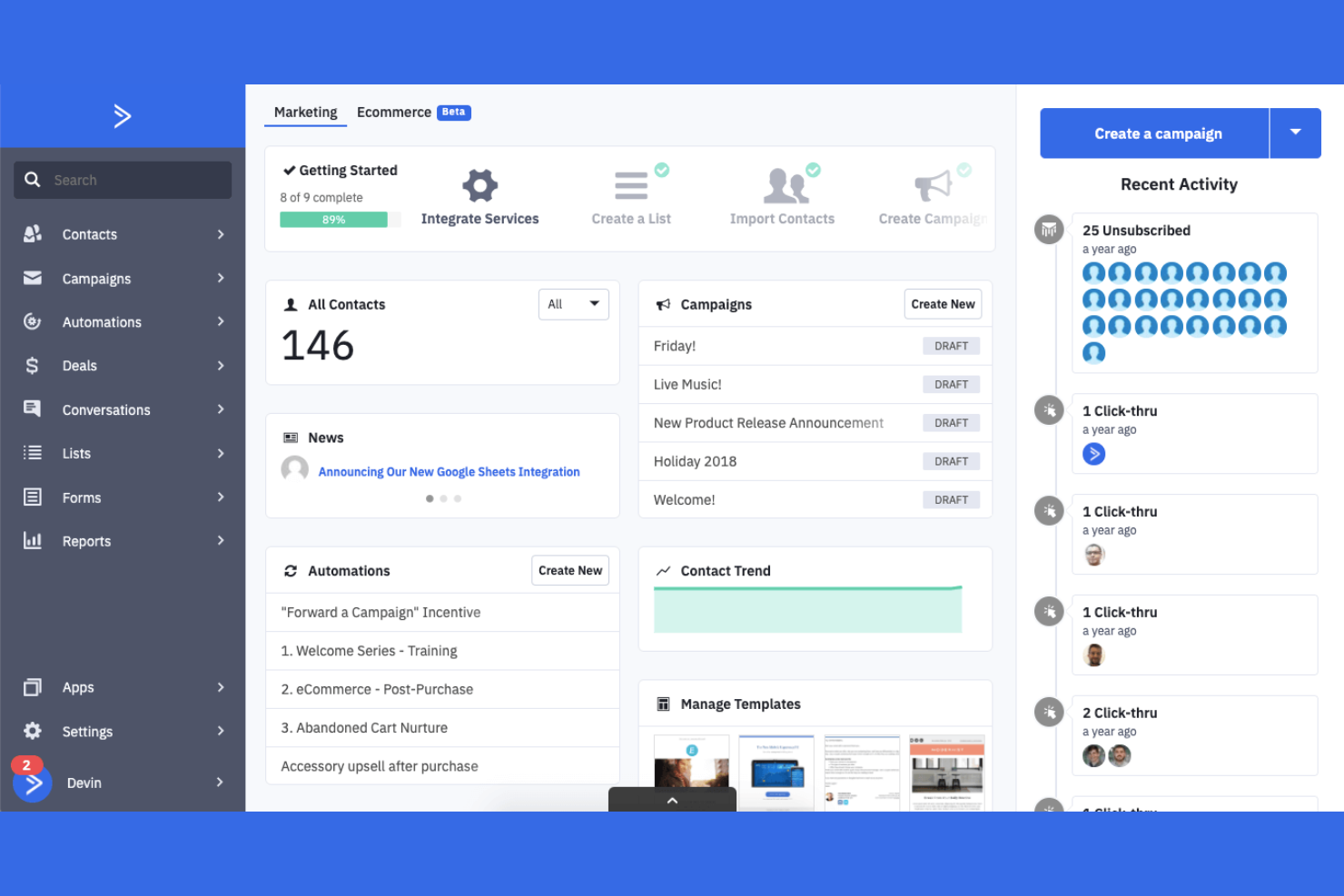 ActiveCampaign screenshot - 10 Mejores Alternativas a monday CRM para 2026