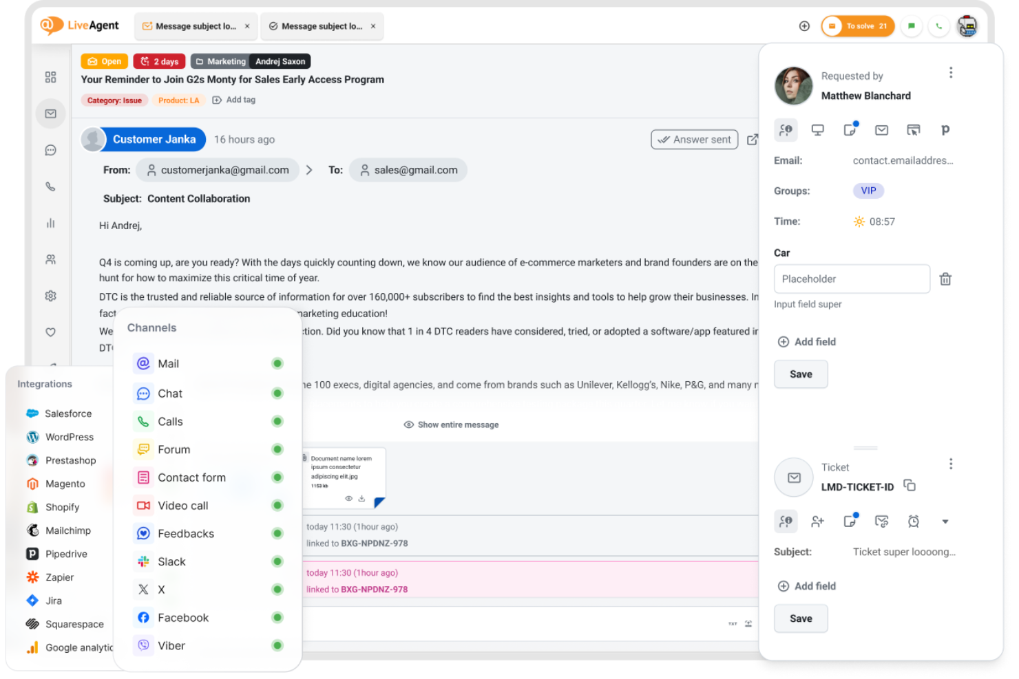 LiveAgent screenshot - Le 10 migliori alternative a Intercom nel 2026