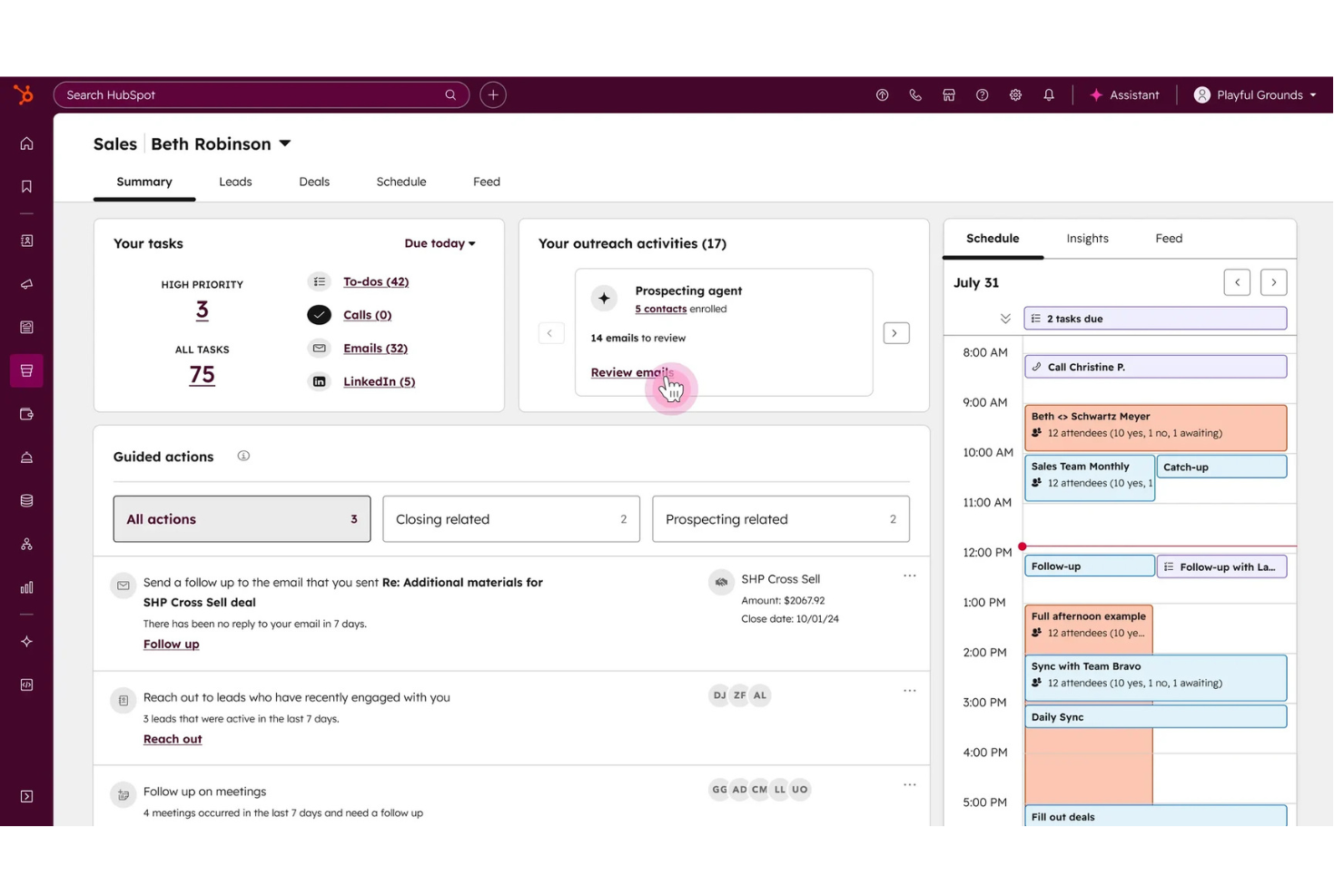 HubSpot Sales Hub screenshot - 10 migliori alternative a Zendesk Sell nel 2026