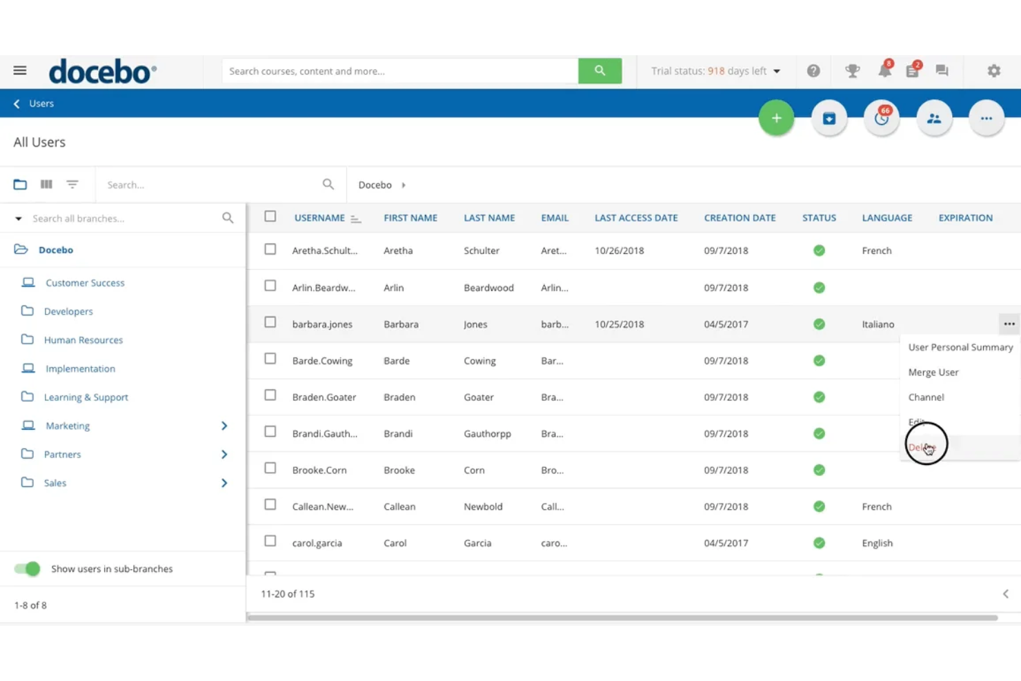 Docebo screenshot - I 10 migliori software gateway API open source del 2026