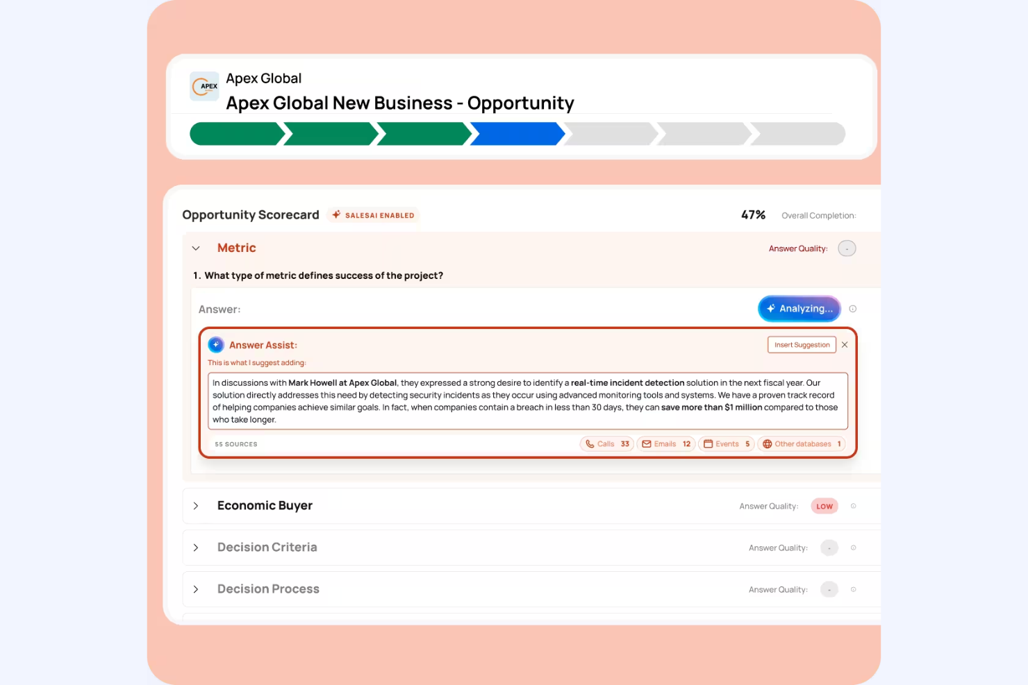 People.ai screenshot - 26 Mejores alternativas a Gong en 2026