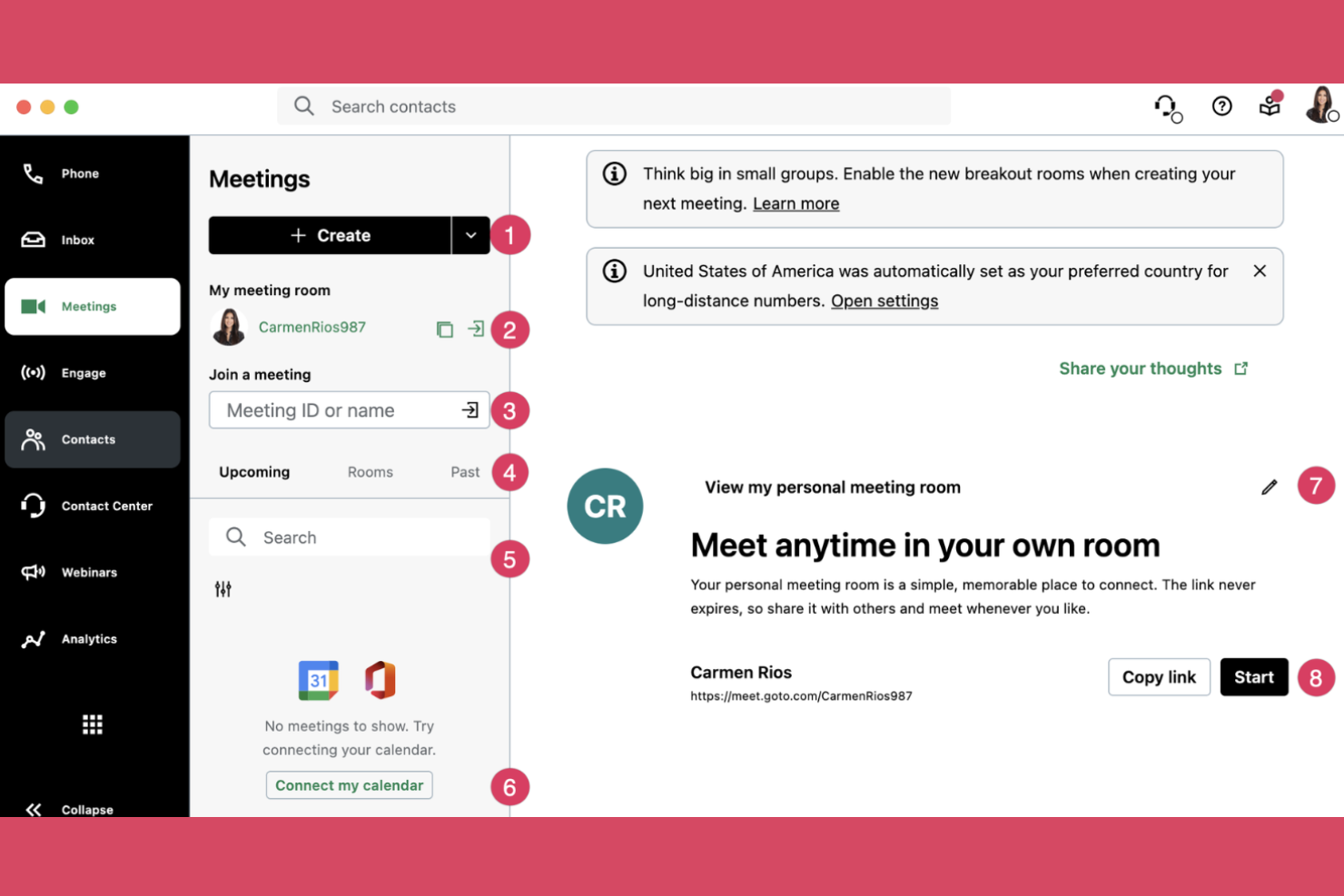 GoTo Connect screenshot - 10 migliori alternative a RingCentral nel 2026