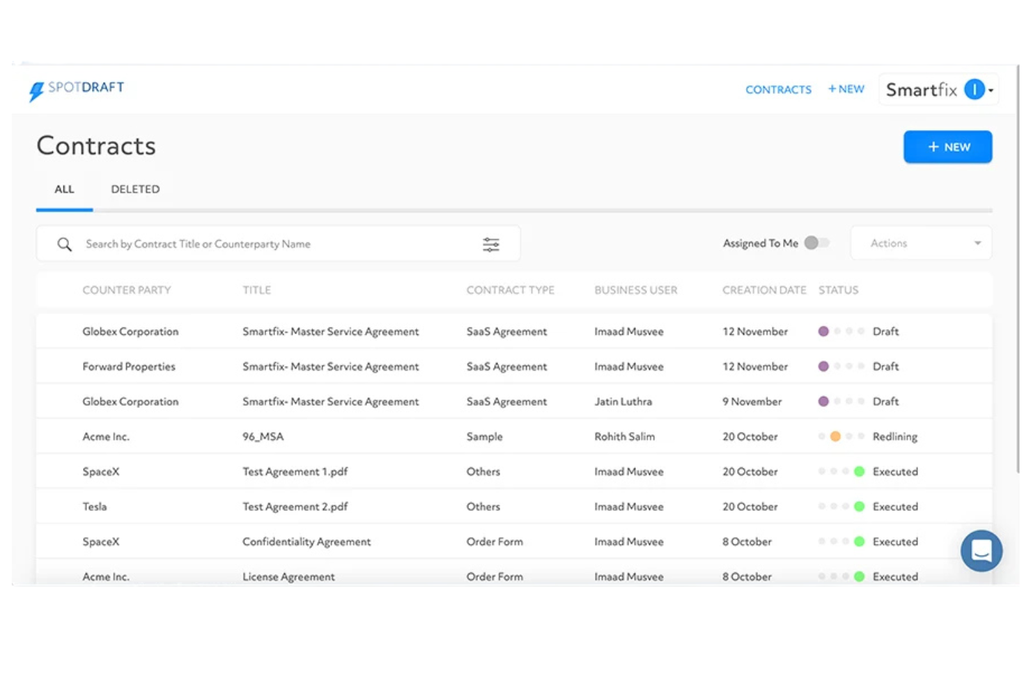 SpotDraft screenshot - I 10 migliori software di archiviazione dei contratti nel 2026
