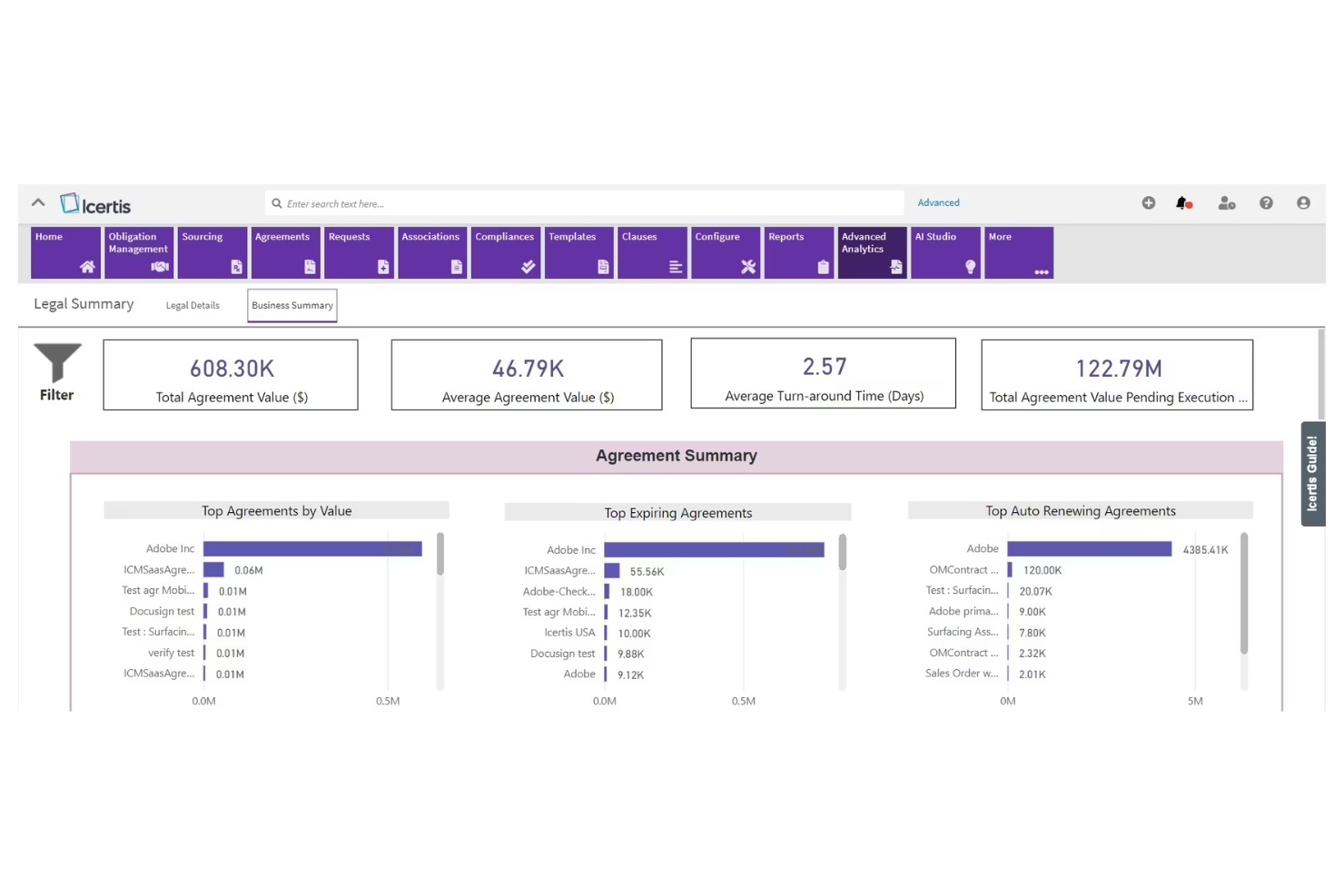 Icertis screenshot - I 10 migliori software di archiviazione dei contratti nel 2026