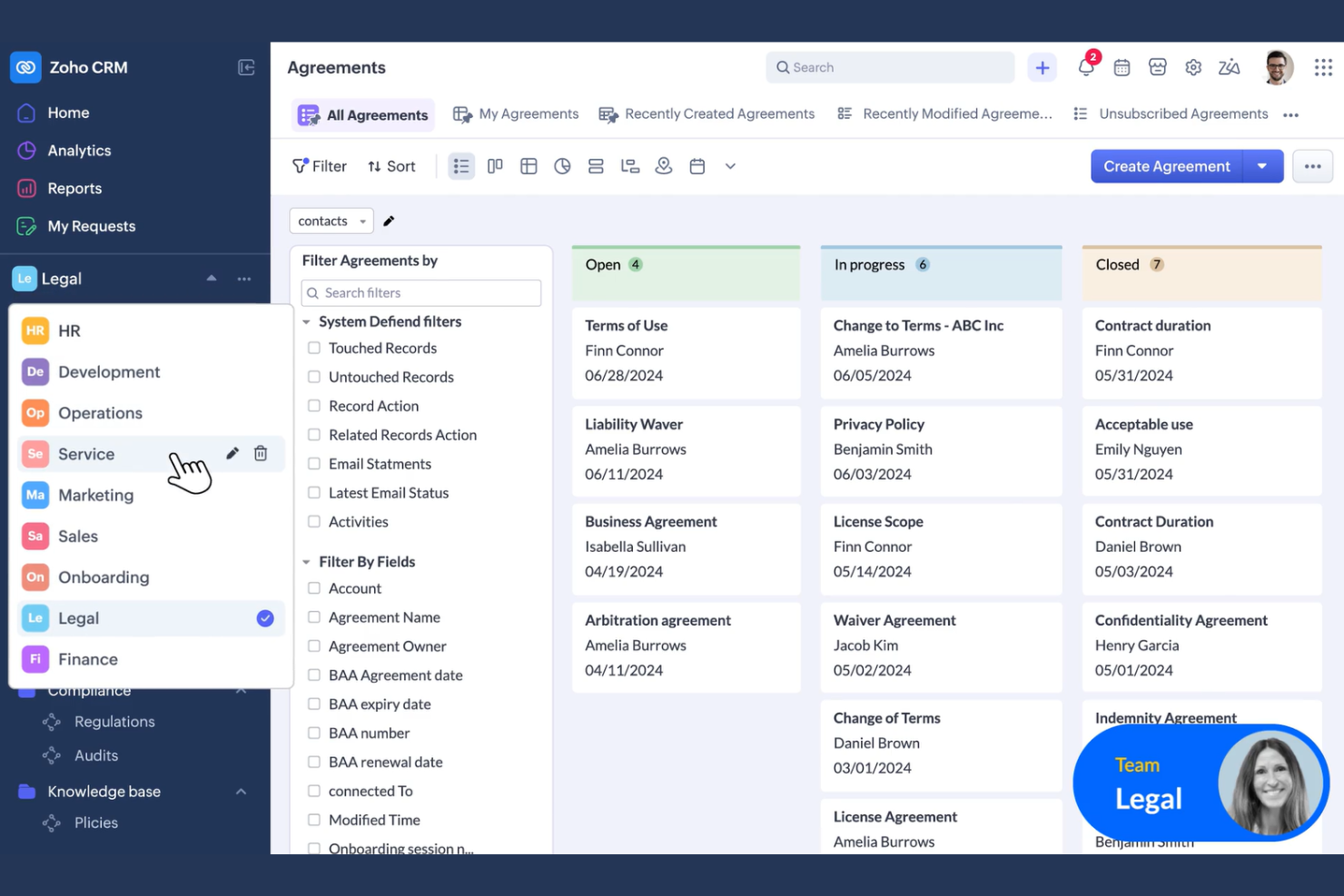 Zoho CRM screenshot - Le 10 migliori alternative a monday CRM per il 2026
