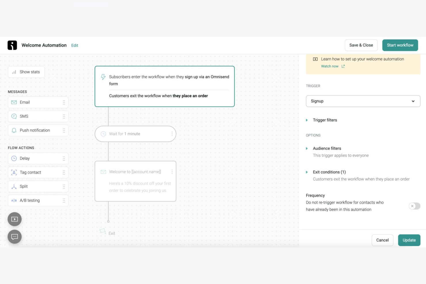 Omnisend screenshot - Le 10 migliori alternative ad ActiveCampaign per il 2026
