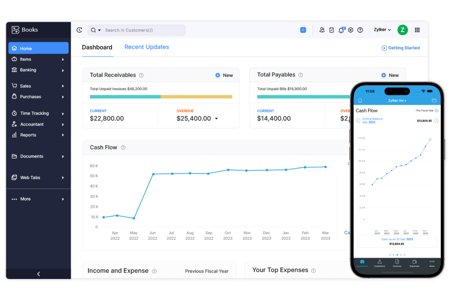 Zoho Books screenshot - 20 Mejores Alternativas a QuickBooks Online en 2026