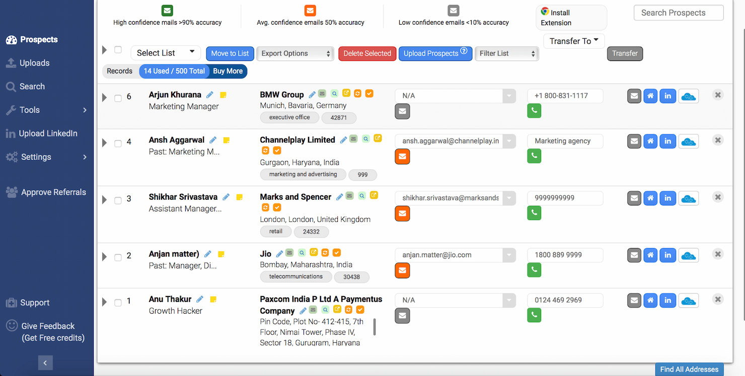 AeroLeads screenshot - Le 10 migliori soluzioni di generazione automatica di lead selezionate per il 2026