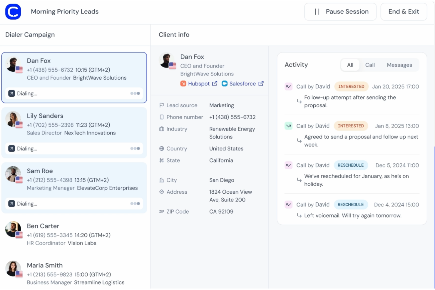 CloudTalk screenshot - I 10 migliori compositori automatici recensiti nel 2026
