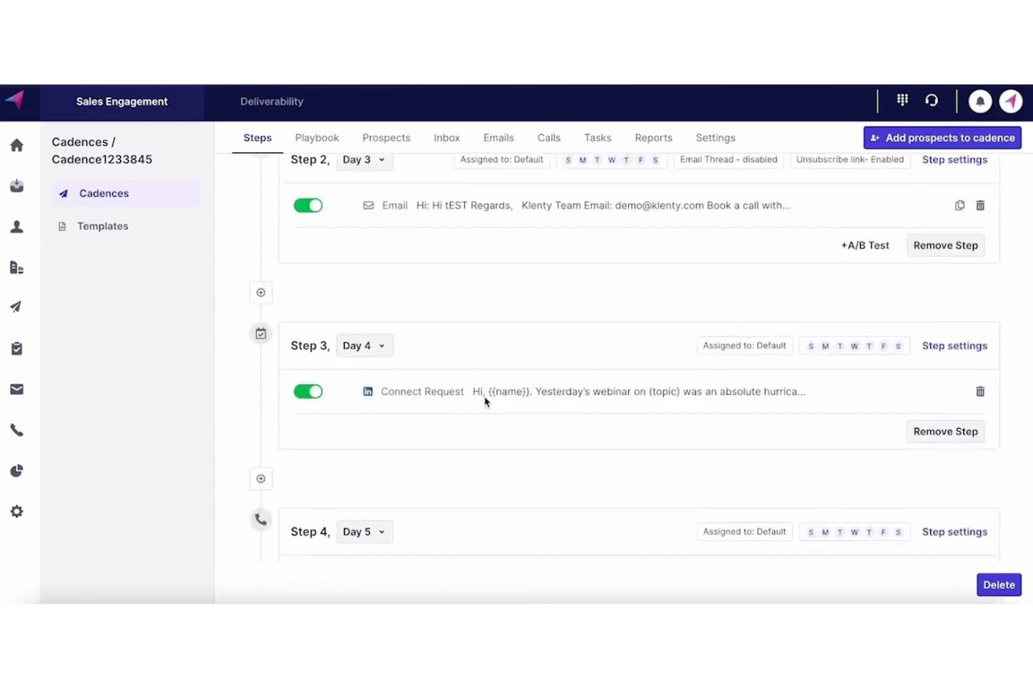 Klenty screenshot - Le 10 Migliori Piattaforme di Coinvolgimento nelle Vendite Recensite nel 2026