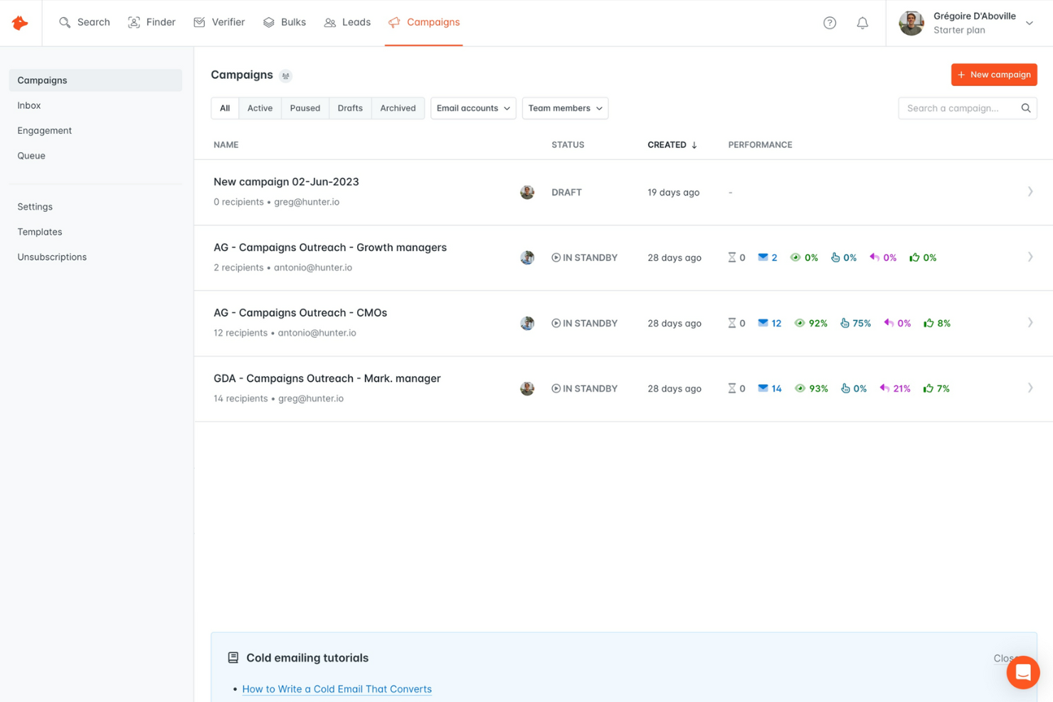 Hunter screenshot - 10 Mejores Herramientas Gratuitas de Enriquecimiento de Datos Evaluadas en 2026