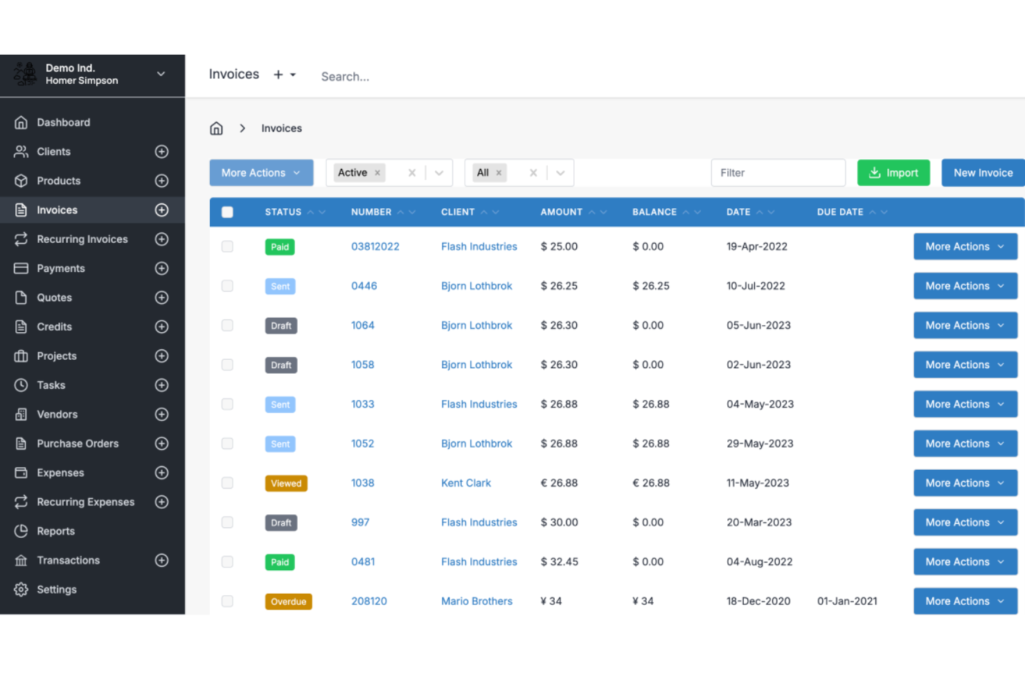 Invoice Ninja screenshot - Las 10 Mejores Herramientas de Propuestas y Facturación Analizadas en 2026