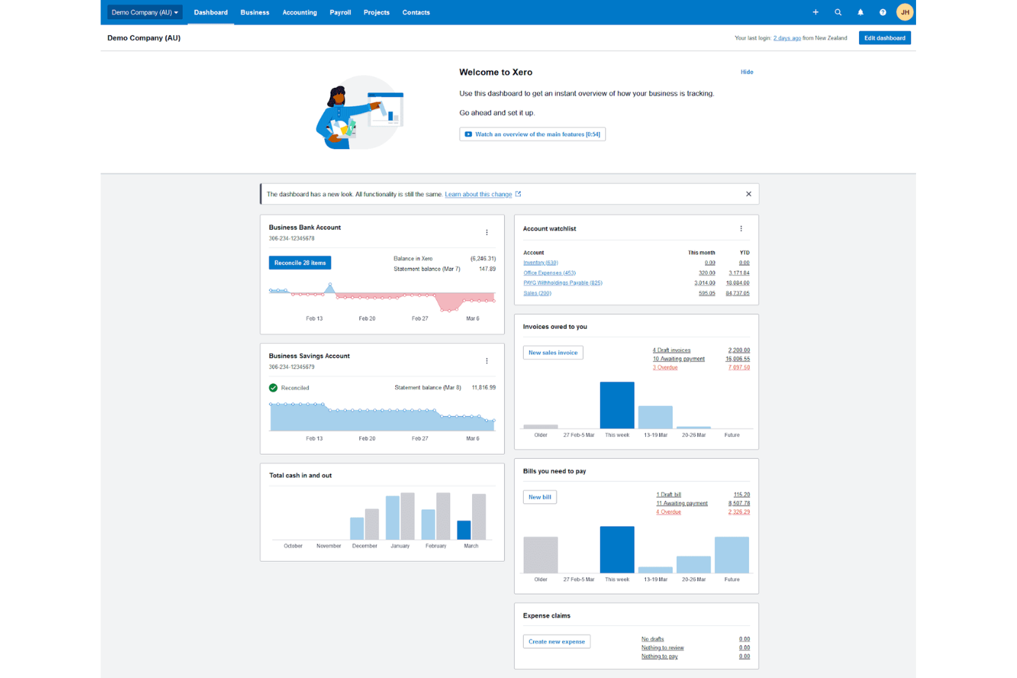Xero screenshot - 20 Migliori Alternative a QuickBooks Online nel 2026
