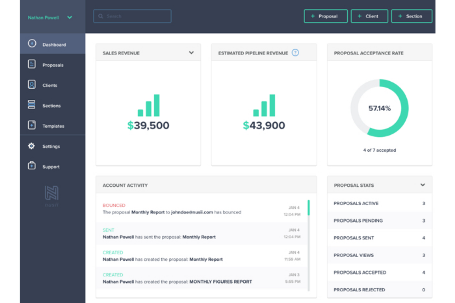 Nusii screenshot - 10 Mejores Programas de Cotizaciones en la Nube Analizados en 2026