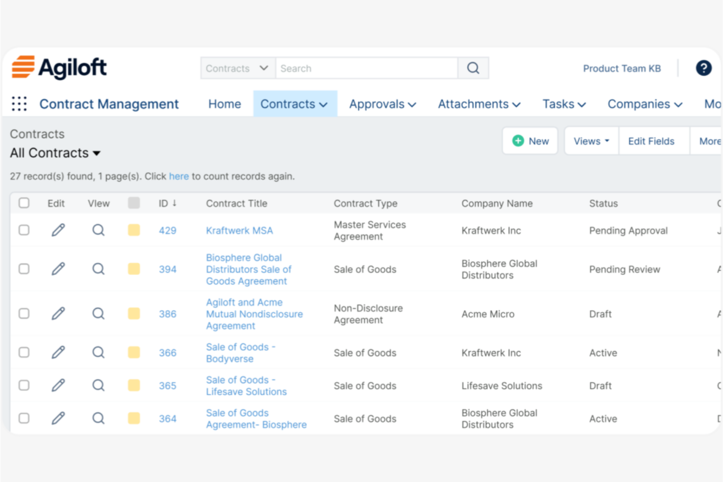 Agiloft screenshot - Le 10 migliori alternative a Ironclad recensite nel 2026